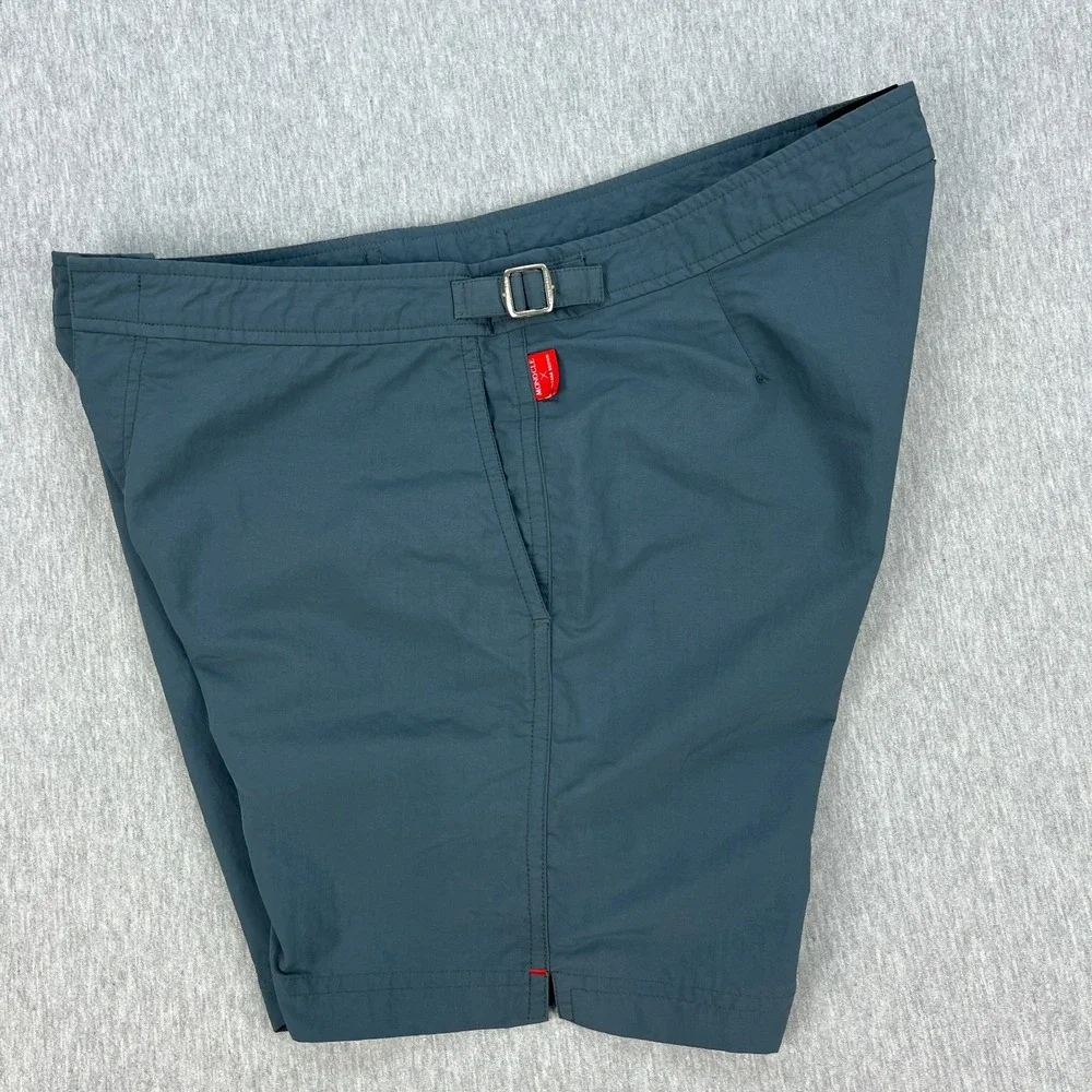 Monocle x Orelbar Brown Shorts Mens 36 Blue-Gray 100% Nylon Adjustable Waist
